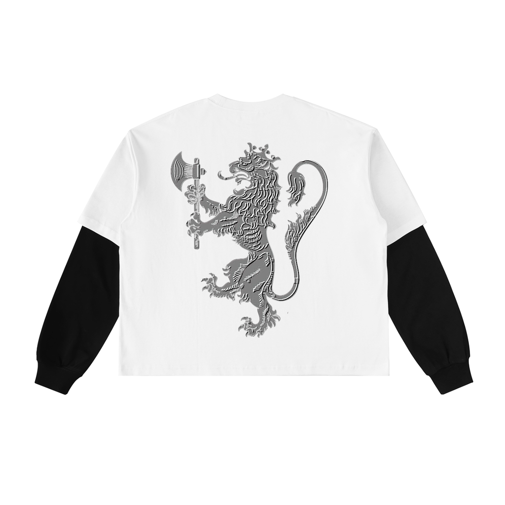 Layered Contrast Sleeve Cotton T-Shirt